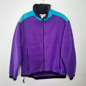 Vtg REI Fleece Jacket Purple, Teal Color Block Full Zip Granola Earthcore Unisex